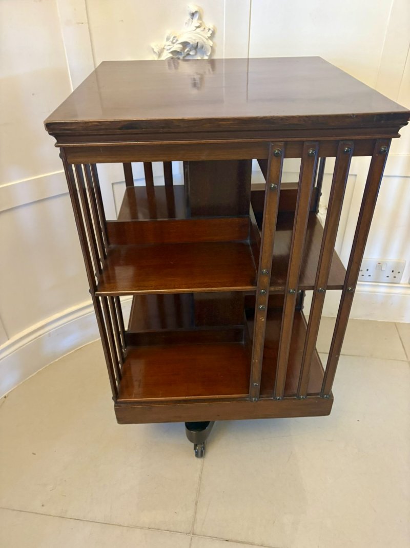 Antique Edwardian Quality Mahogany Revolving Bookcase - Image 6